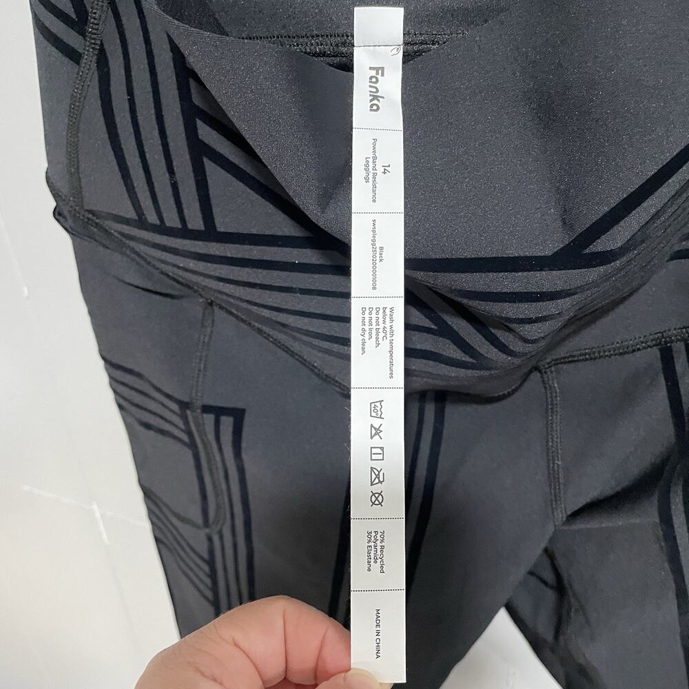 Fanka PowerBand Resistance Leggings Womens 14 Black Reversible High Rise Pocket - Picture 5 of 5